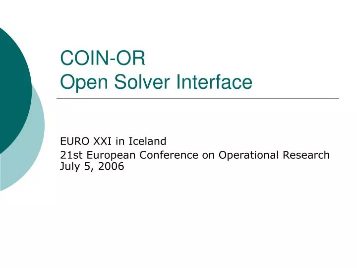 coin or open solver interface