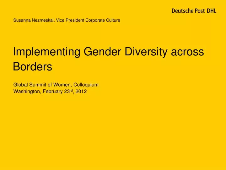implementing gender diversity across borders