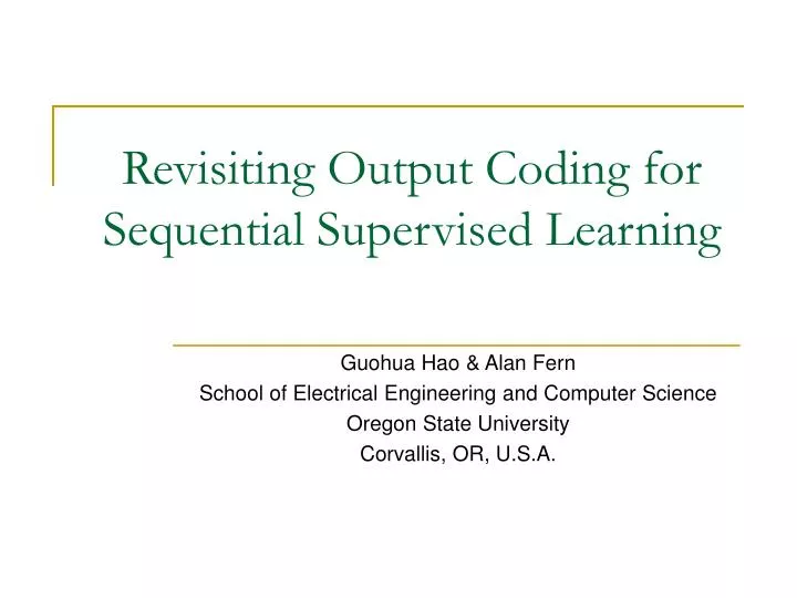 revisiting output coding for sequential supervised learning