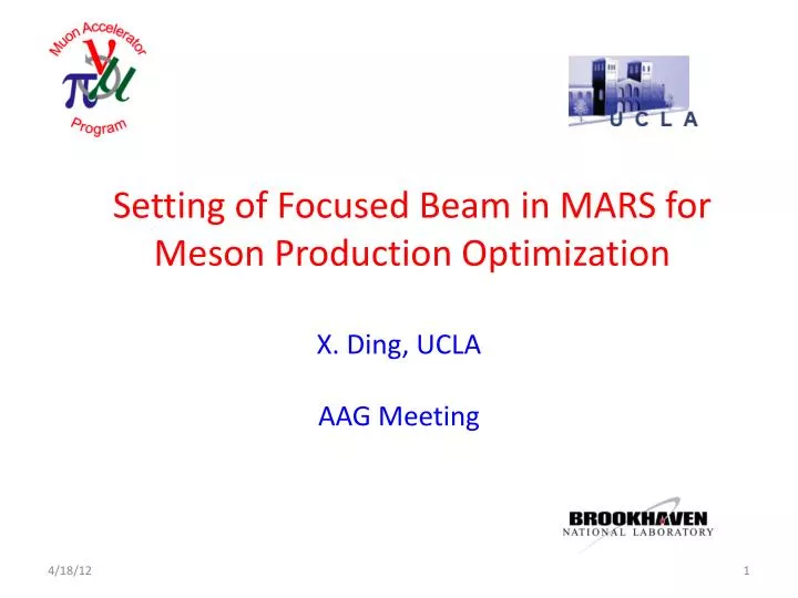 setting of focused beam in mars for meson production optimization