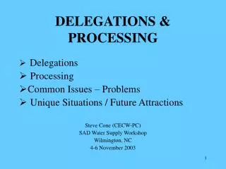 DELEGATIONS &amp; PROCESSING