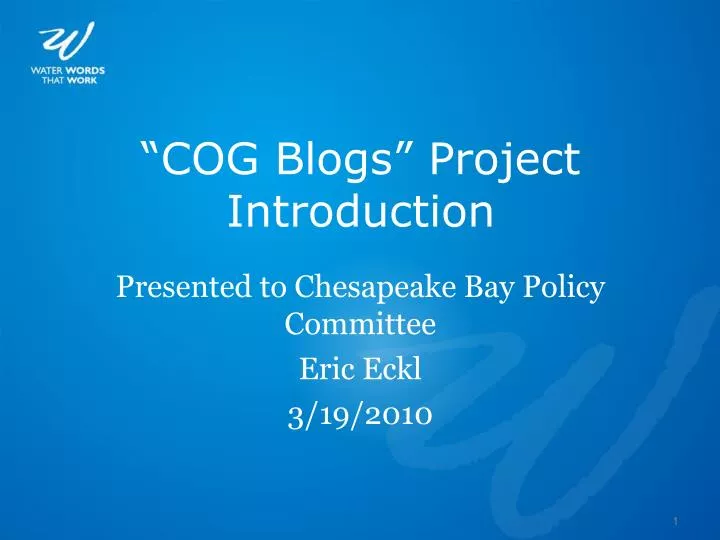 cog blogs project introduction