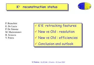 K ? reconstruction status
