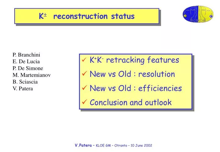 k reconstruction status