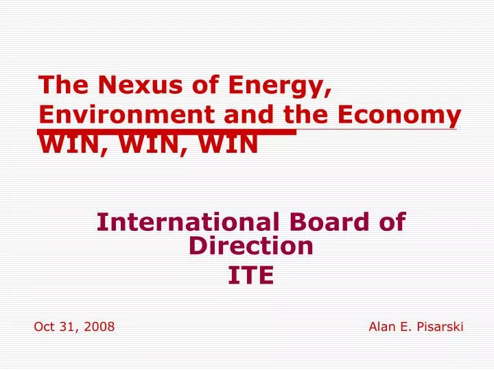 the nexus of energy environment and the economy win win win