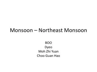 Monsoon – Northeast Monsoon