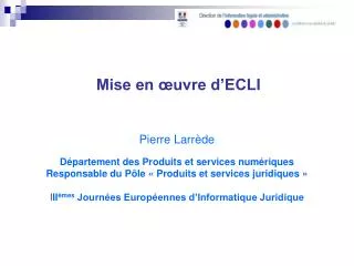 mise en uvre d ecli