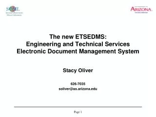 The new ETSEDMS: Engineering and Technical Services Electronic Document Management System
