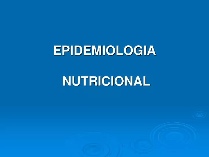 epidemiologia nutricional