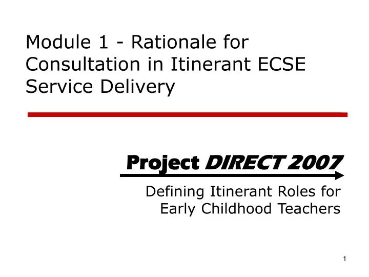 module 1 rationale for consultation in itinerant ecse service delivery