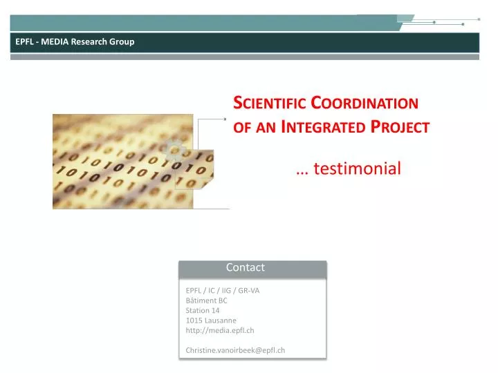 scientific coordination of an integrated project