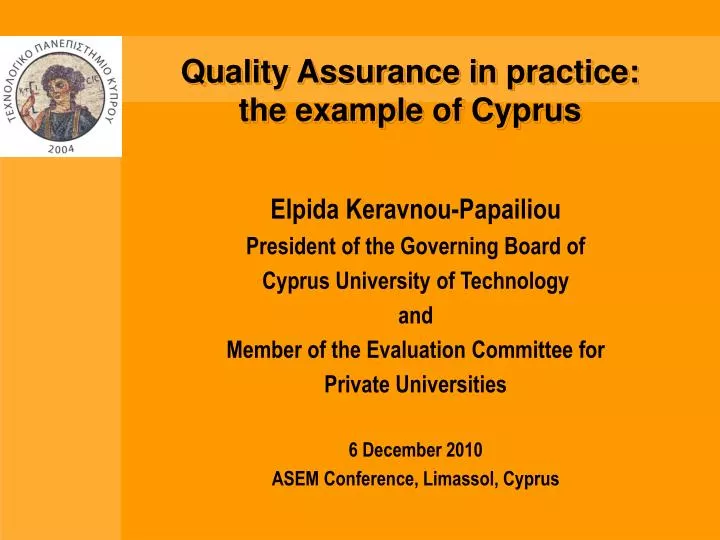 quality assurance in practice the example of cyprus
