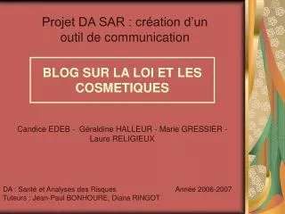 Projet DA SAR : création d’un outil de communication