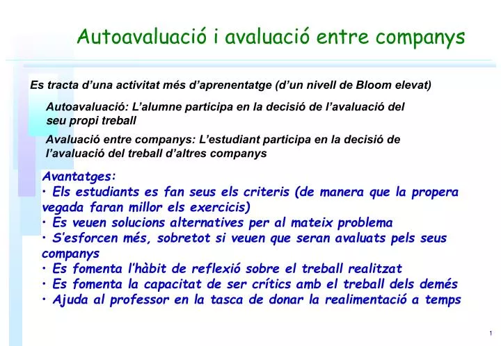 autoavaluaci i avaluaci entre companys