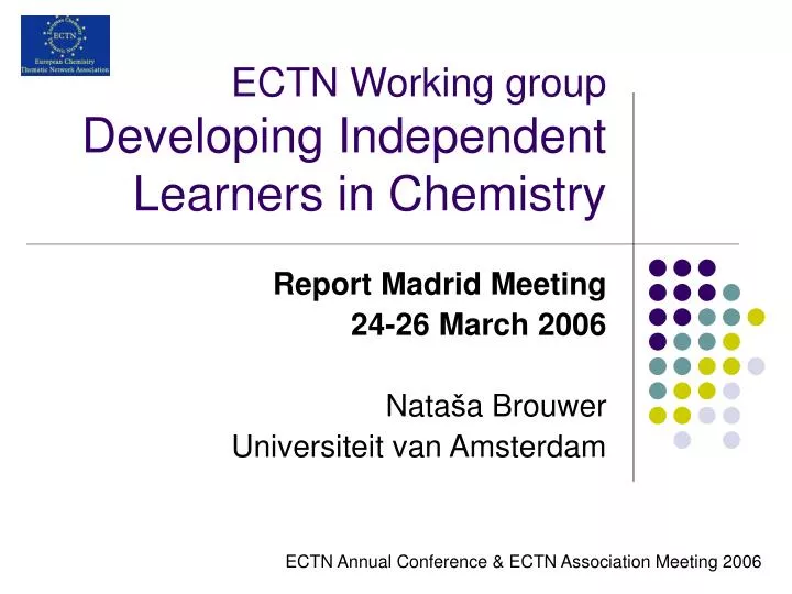 ectn working group developing independent learners in chemistry