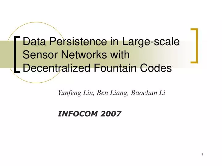 data persistence in large scale sensor networks with decentralized fountain codes
