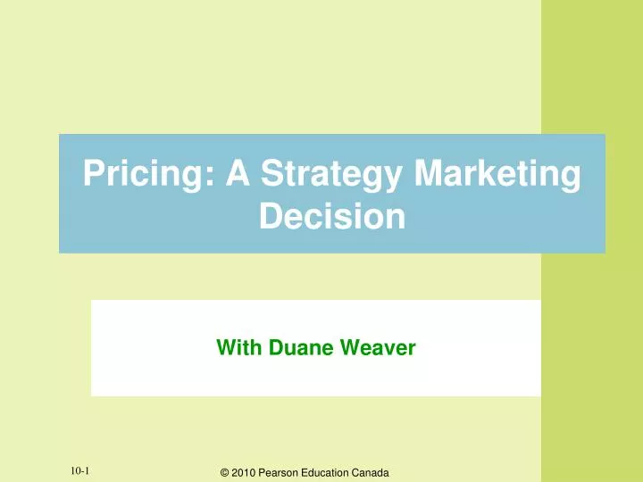 pricing a strategy marketing decision