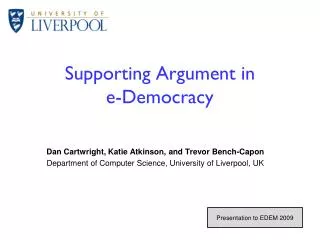 Supporting Argument in e-Democracy