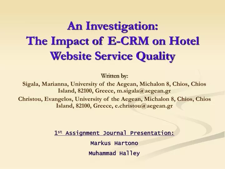 an investigation the impact of e crm on hotel website service quality