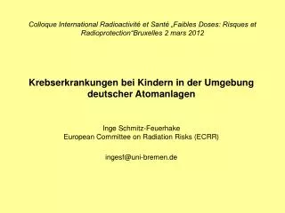 Krebserkrankungen bei Kindern in der Umgebung deutscher Atomanlagen