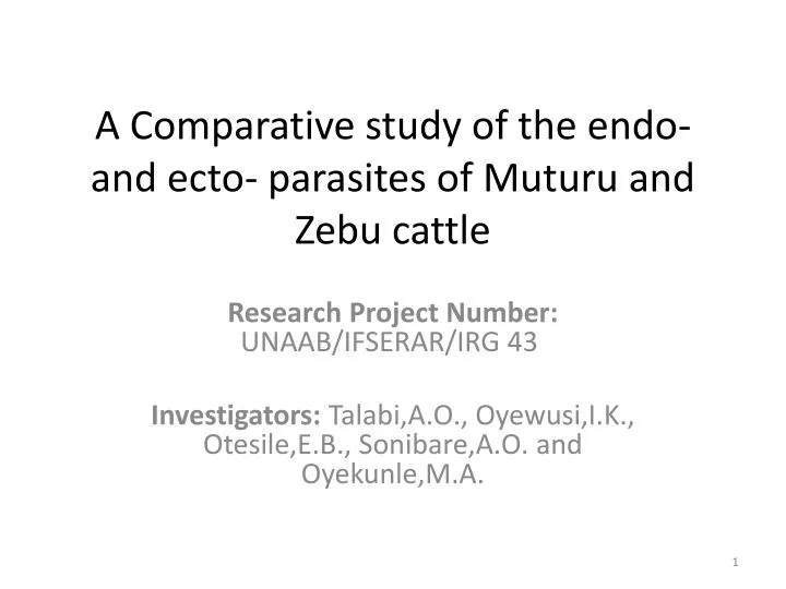 a comparative study of the endo and ecto parasites of muturu and zebu cattle