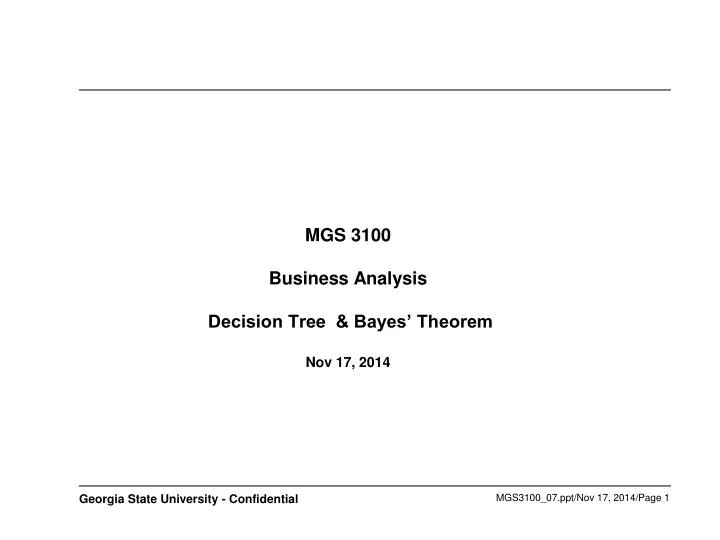 mgs 3100 business analysis decision tree bayes theorem nov 17 2014