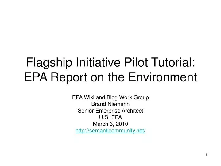 flagship initiative pilot tutorial epa report on the environment
