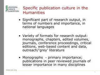 Specific publication culture in the Humanities