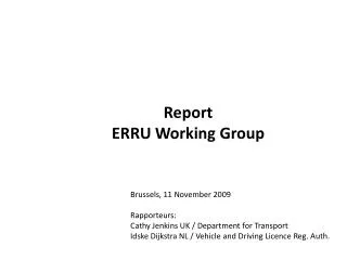 Report ERRU Working Group