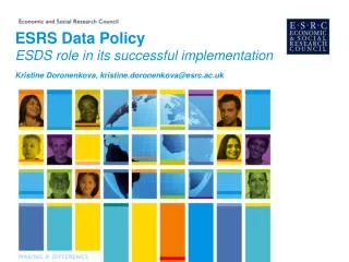 ESRS Data Policy ESDS role in its successful implementation