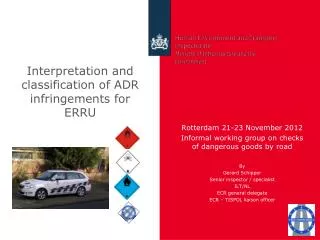 Interpretation and classification of ADR infringements for ERRU