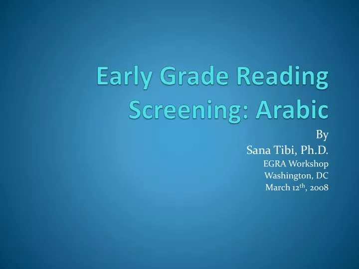 early grade reading screening arabic