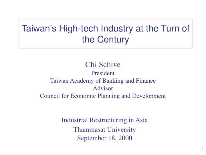 taiwan s high tech industry at the turn of the century