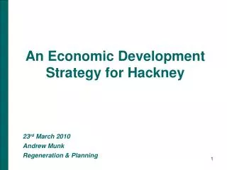 An Economic Development Strategy for Hackney