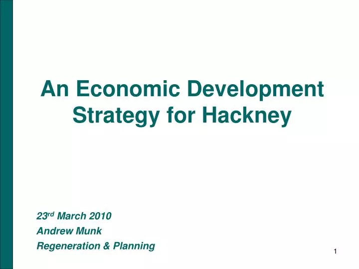 an economic development strategy for hackney