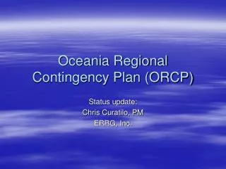 Oceania Regional Contingency Plan (ORCP)