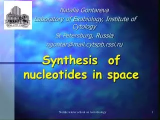 Synthesis of nucleotides in space