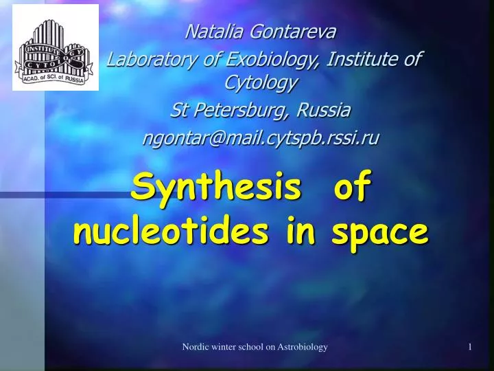 synthesis of nucleotides in space