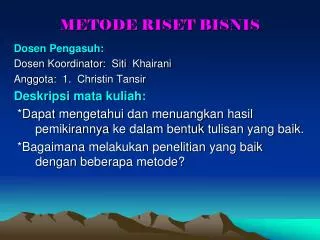 metode riset bisnis