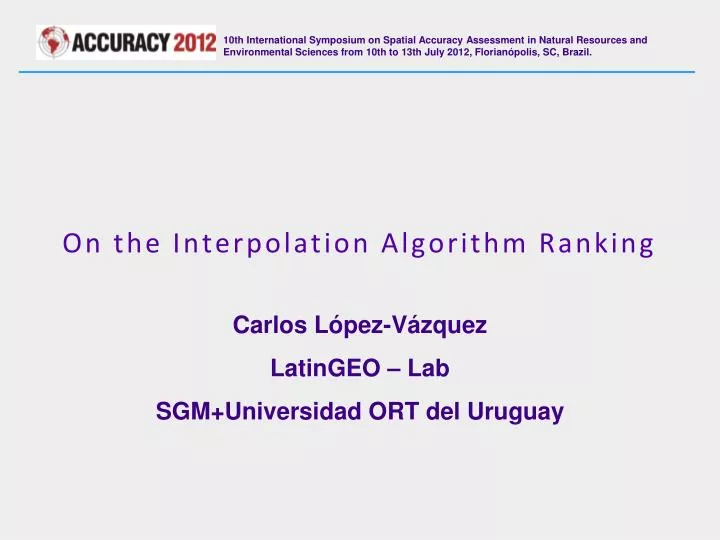 on the interpolation algorithm ranking