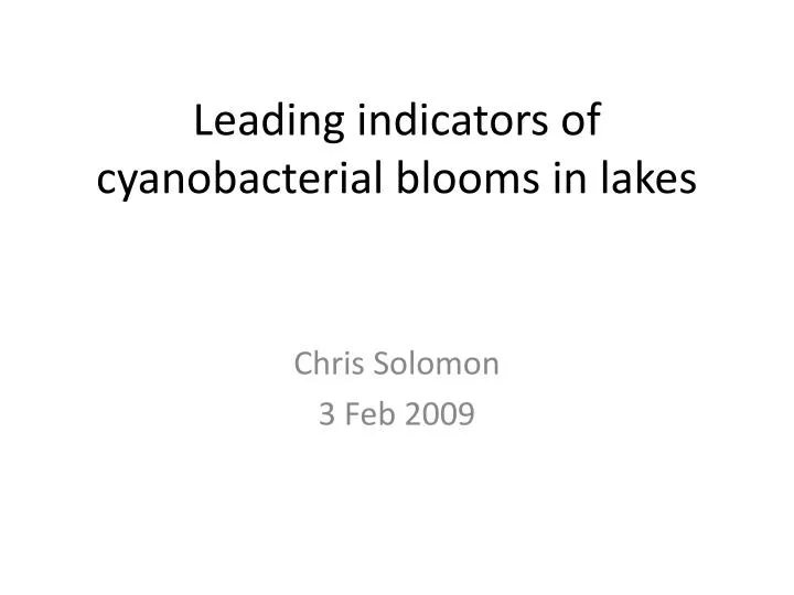 leading indicators of cyanobacterial blooms in lakes