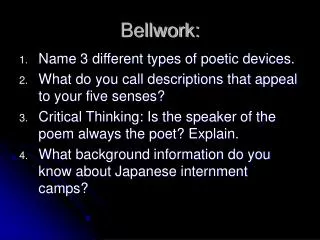 Bellwork: