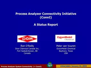 Process Analyzer Connectivity Initiative (ConnI) A Status Report