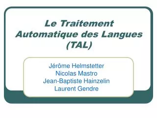 le traitement automatique des langues tal