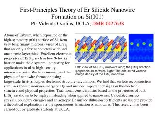 Left: View of the ErSi 2 nanowire along the [110] direction