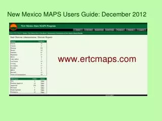 New Mexico MAPS Users Guide: December 2012