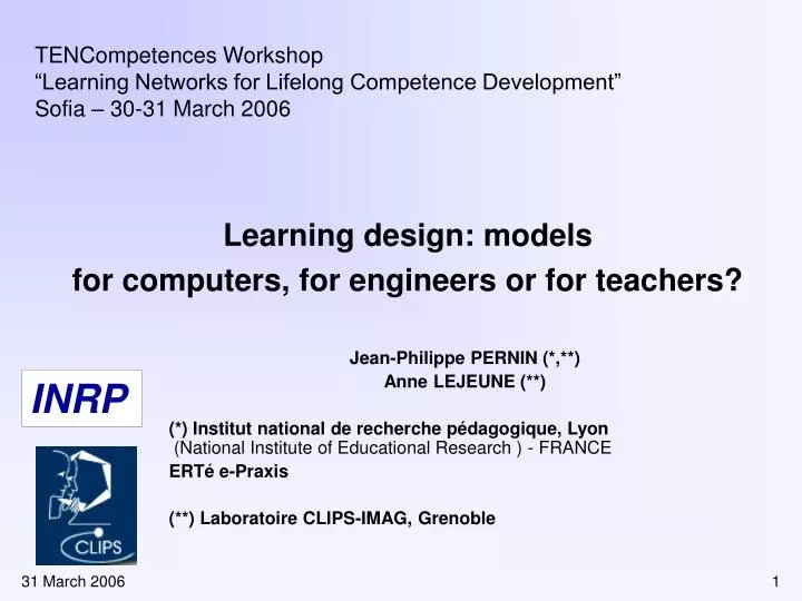 learning design models for computers for engineers or for teachers