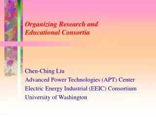 Organizing Research and Educational Consortia