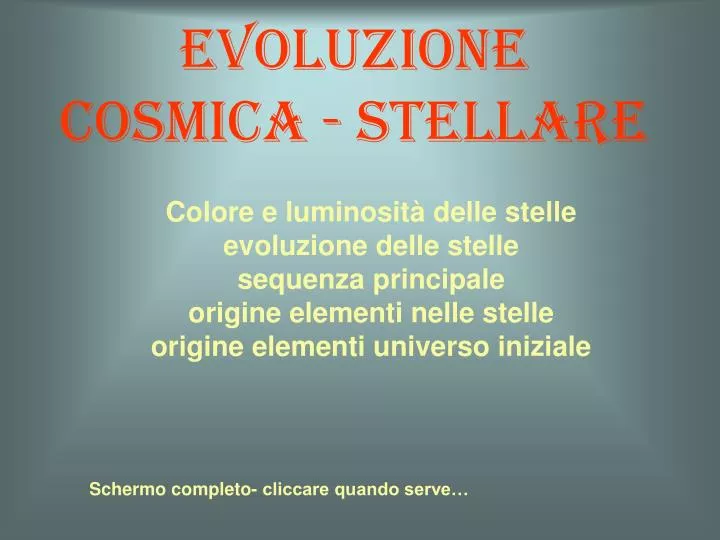 evoluzione cosmica stellare