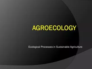 ecological processes in sustainable agriculture
